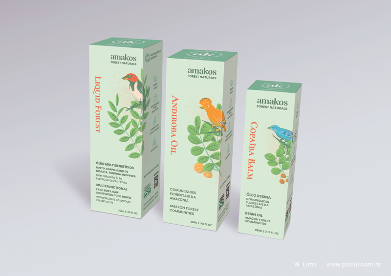 Cosmeticos - Amazônia - Design de embalagem ilustrada
